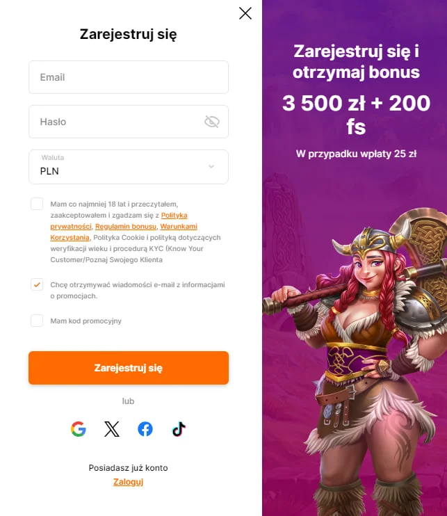 Proces Rejestracji w Hit'n'Spin